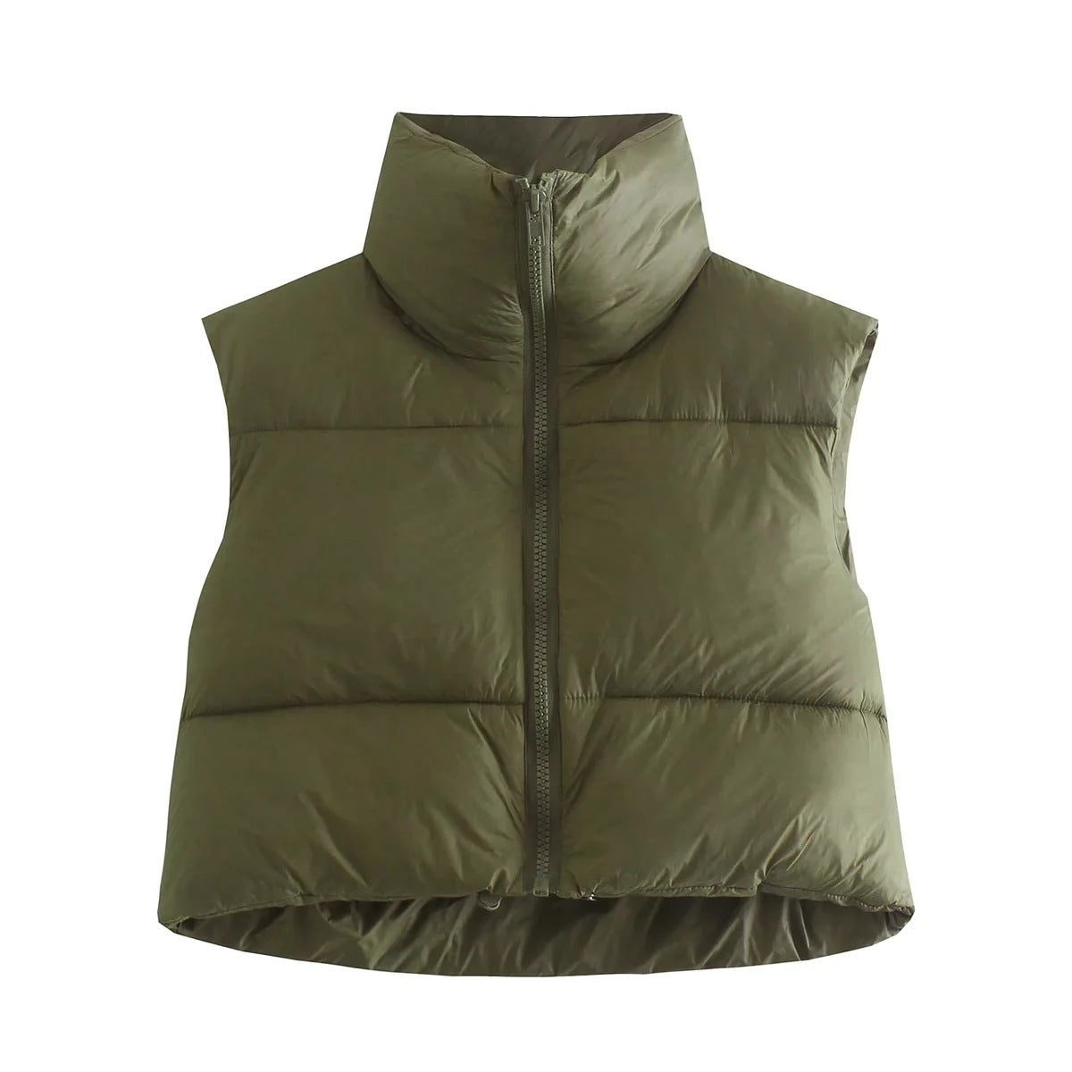 Short Zip Puffer Vest Sleeveless