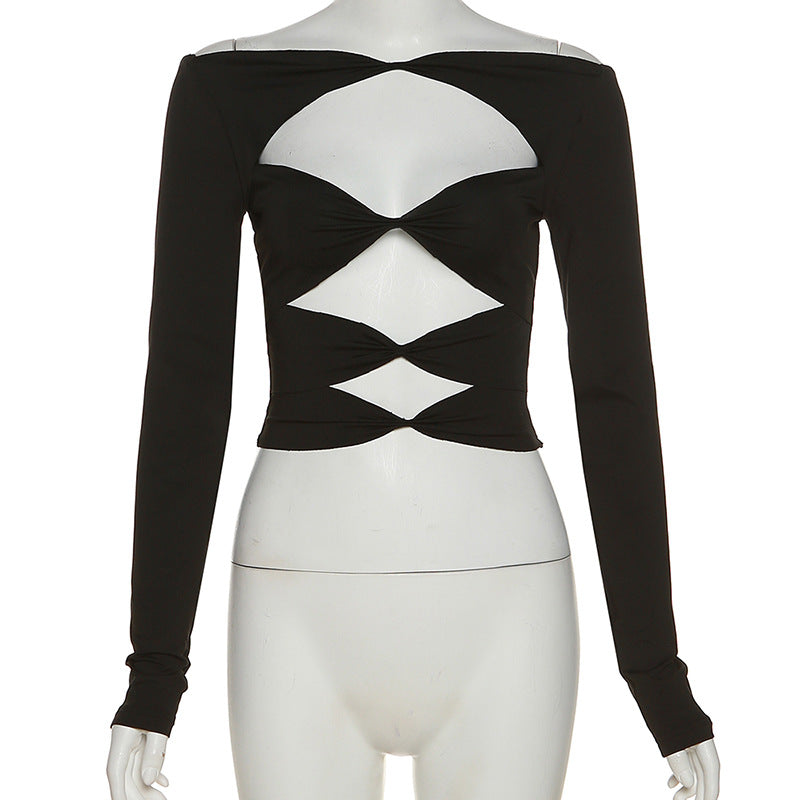 Fashion Long Sleeve Off Shoulder Slim Fit Top