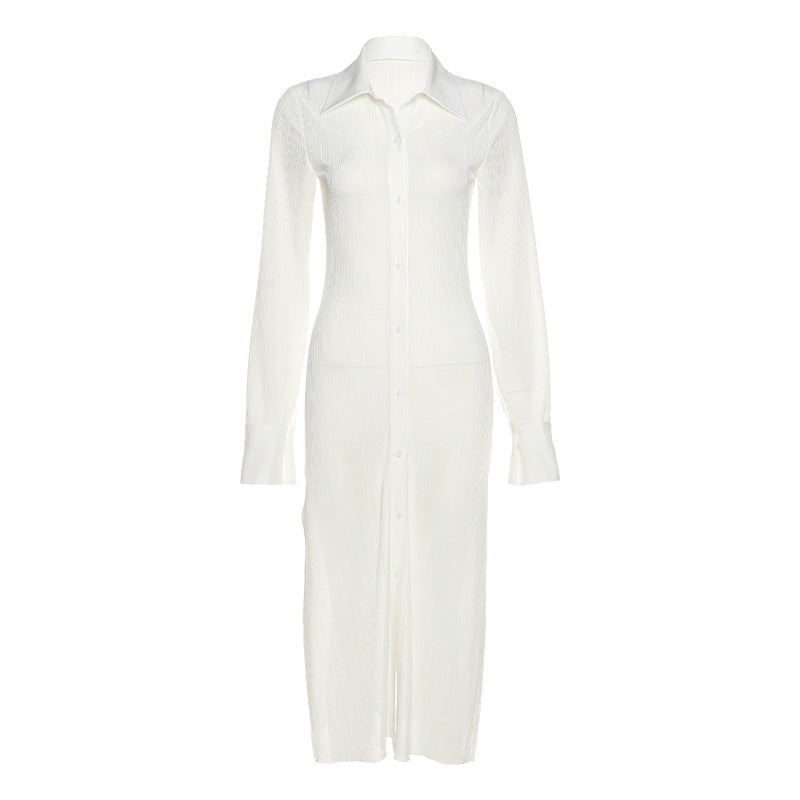 Long-sleeve Cardigan Split Dress