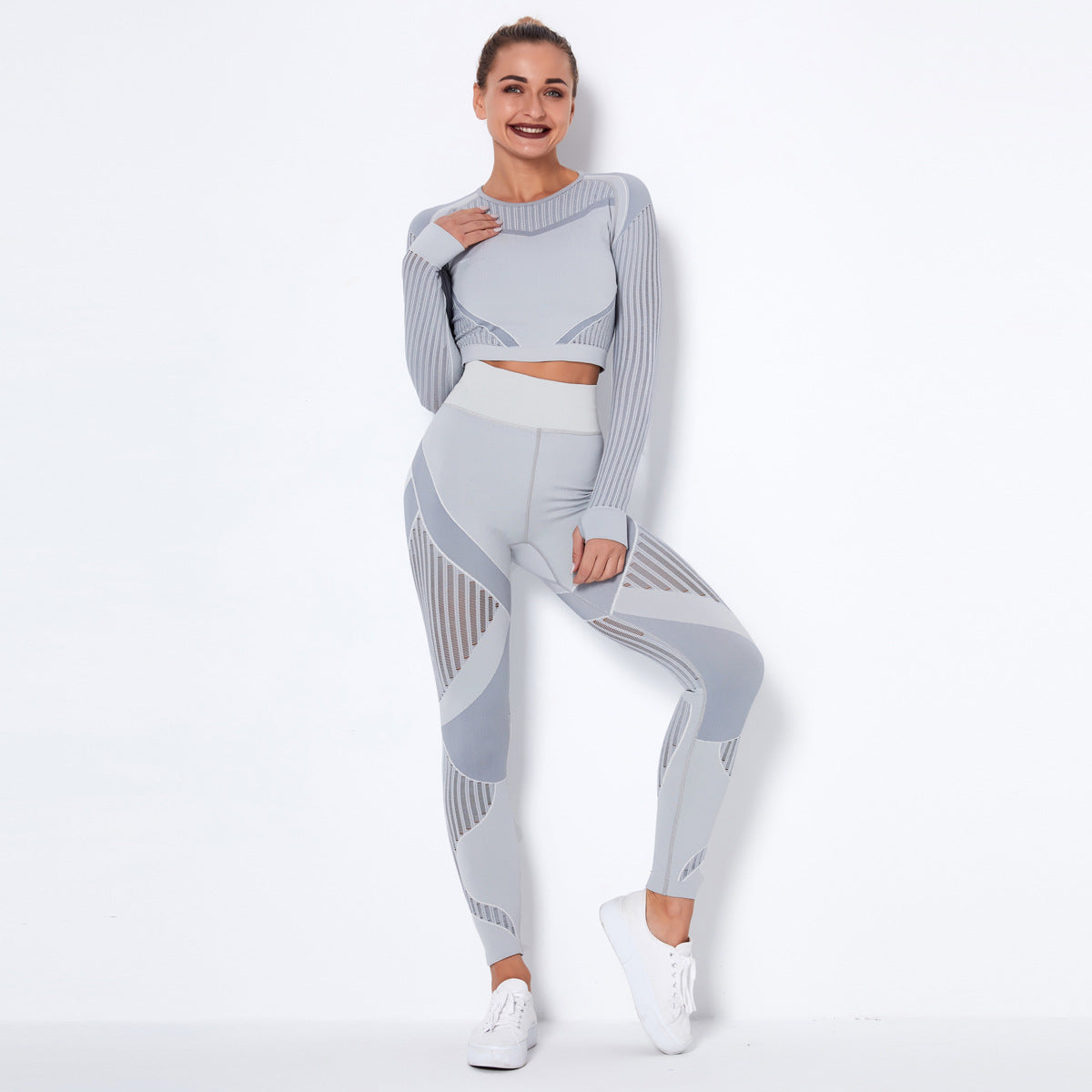 2 Pieces Seamless Knitted Absorbent Long-Sleeved Suit