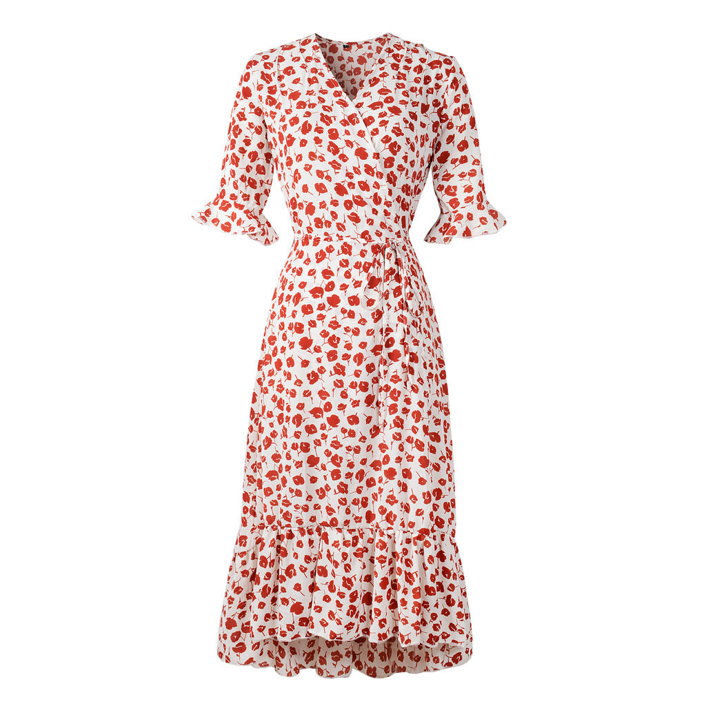 Ruffled Floral Beach Skirt Dress