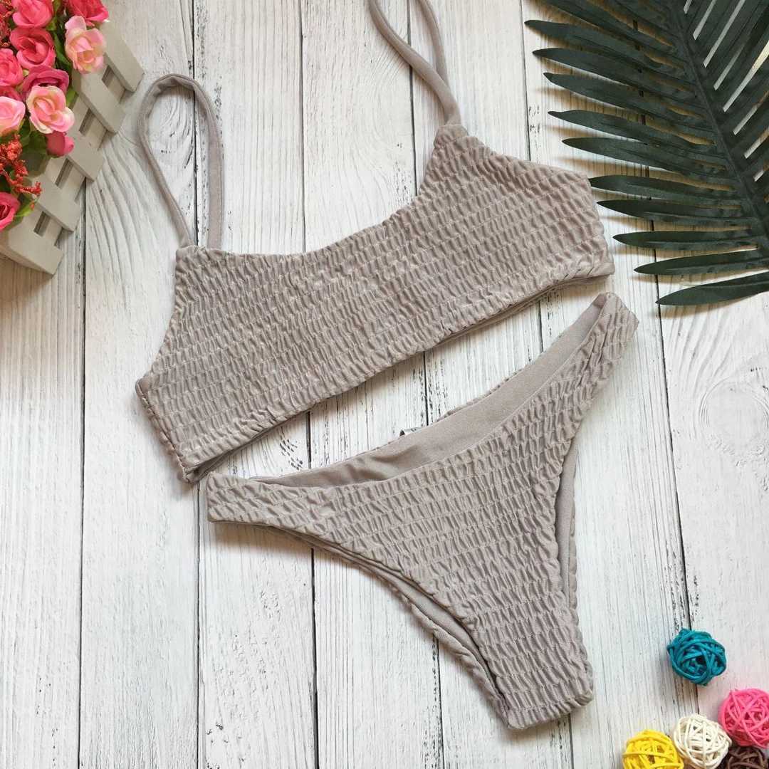 Pleated Triangle Swimsuit Bikini