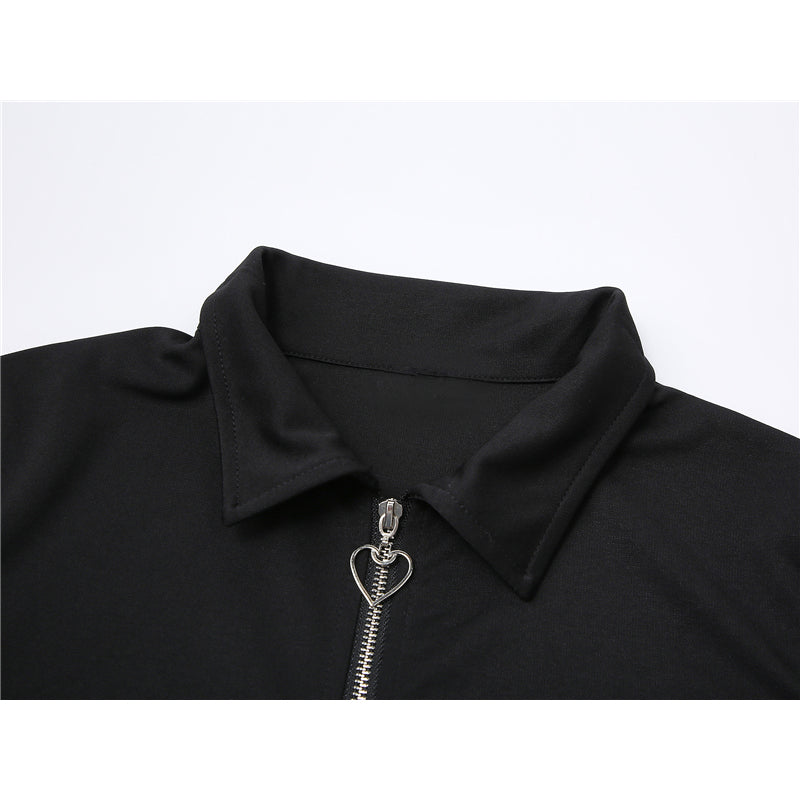 Double Heart Zipper Crop Top