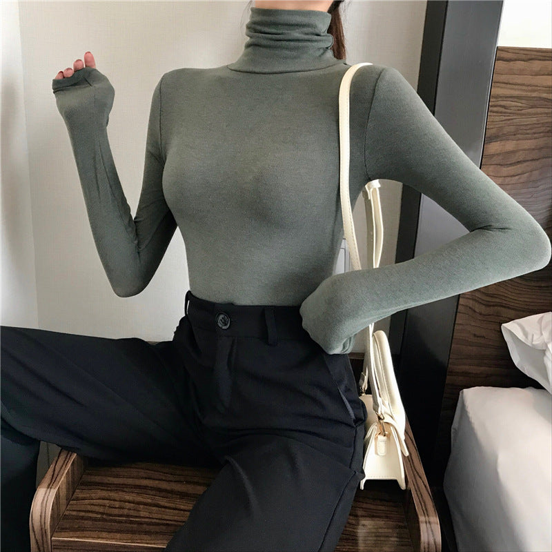 Slimming Long Sleeve Turtle Neck Top