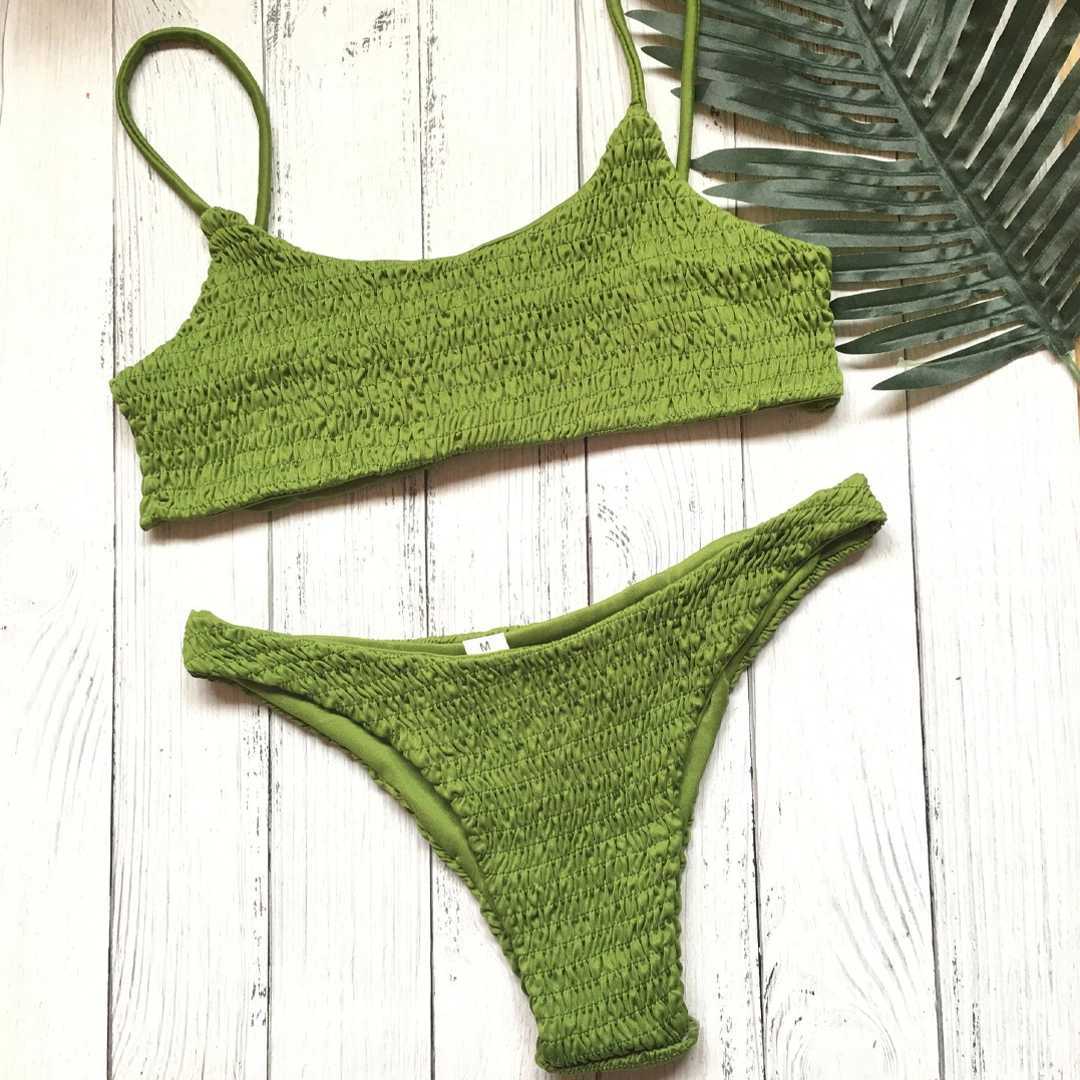 Pleated Triangle Swimsuit Bikini