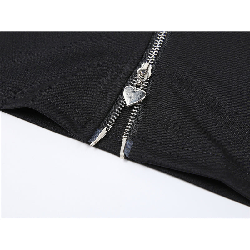 Double Heart Zipper Crop Top
