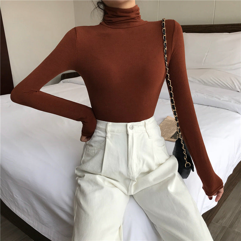 Slimming Long Sleeve Turtle Neck Top