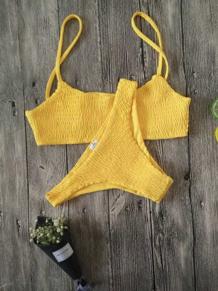 Pleated Triangle Swimsuit Bikini