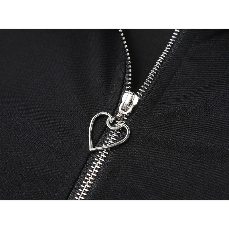Double Heart Zipper Crop Top