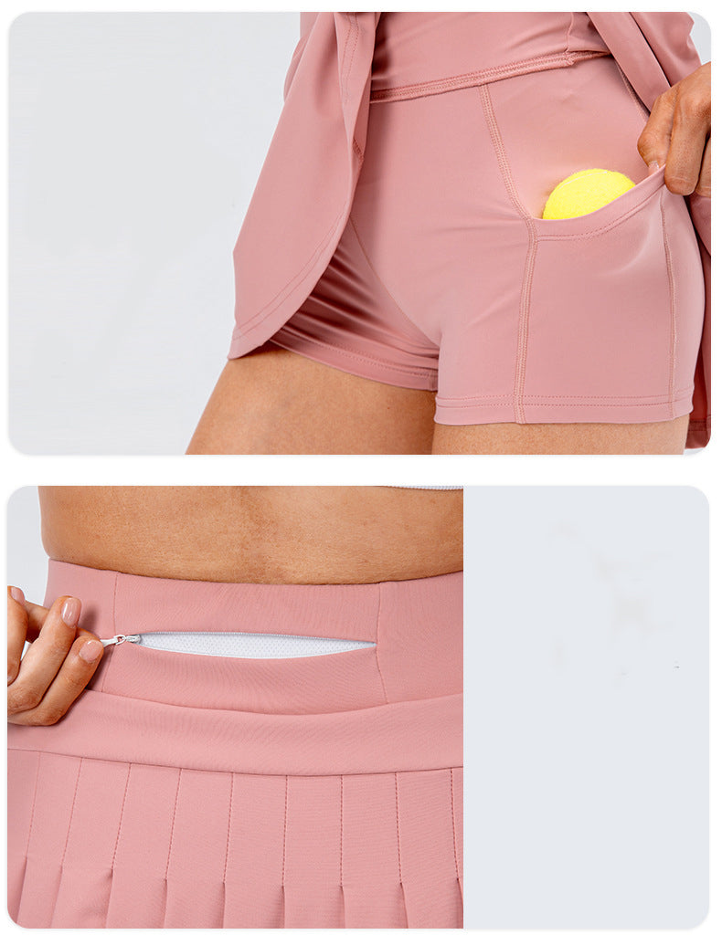 Tennis Skirt With Zipped Pocket Pleated