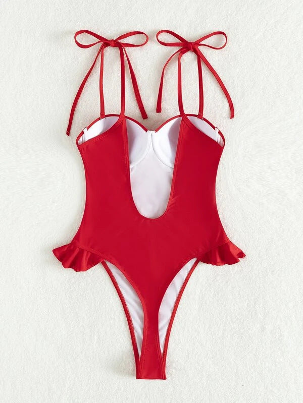 Bright Red Push Up One Piece Swimsuit