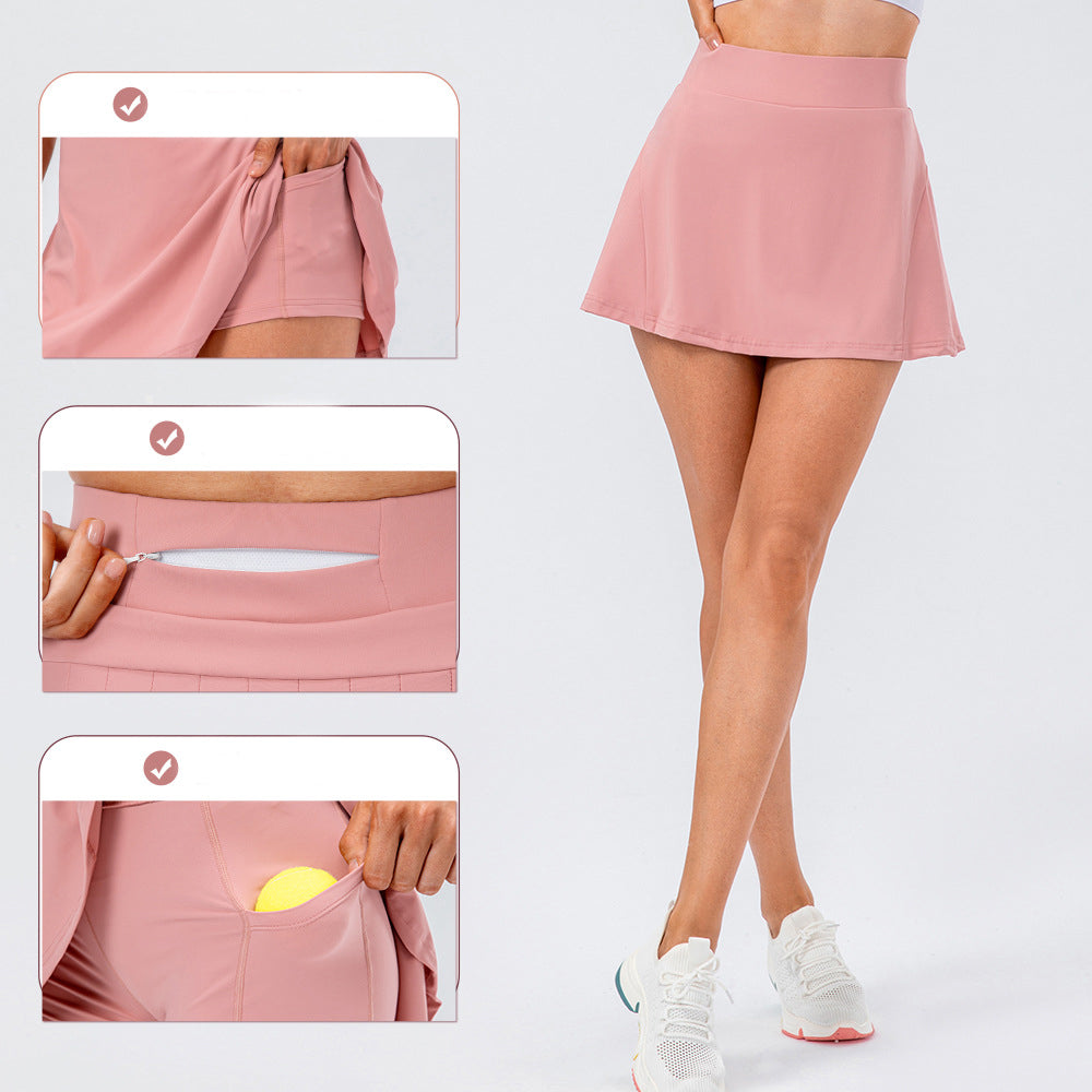 Tennis Skirt With Zipped Pocket Pleated