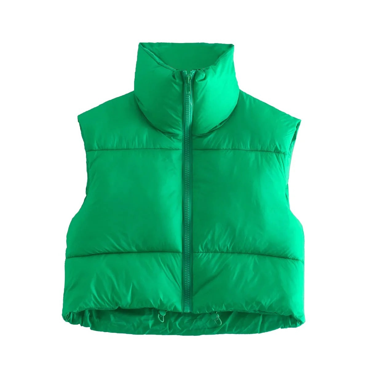 Short Zip Puffer Vest Sleeveless