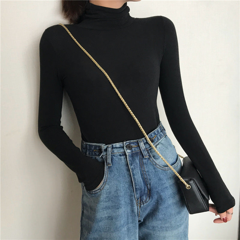 Slimming Long Sleeve Turtle Neck Top