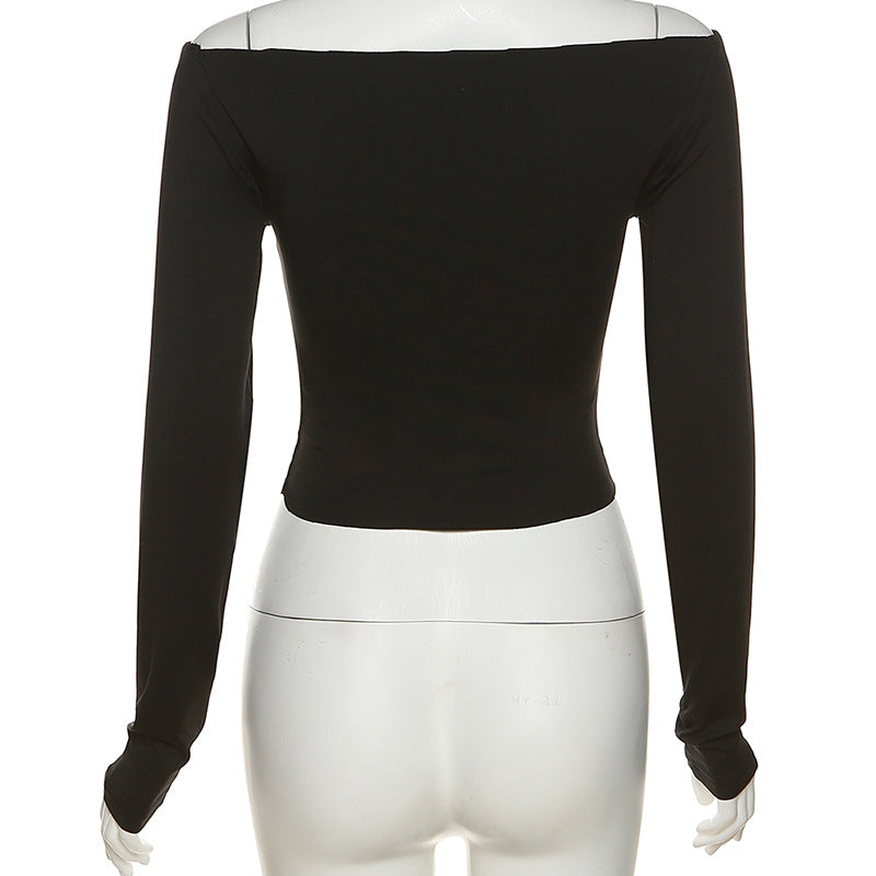 Fashion Long Sleeve Off Shoulder Slim Fit Top