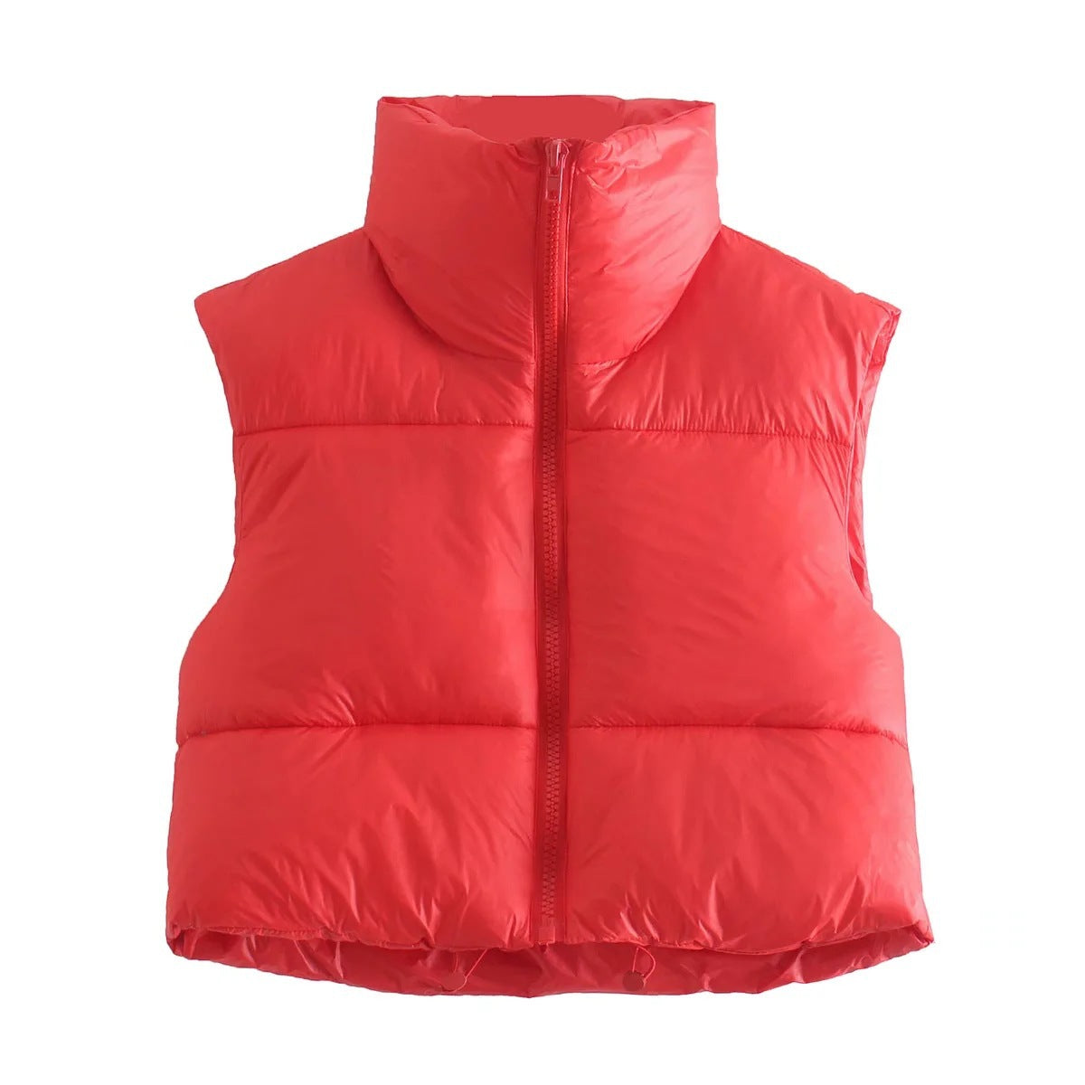 Short Zip Puffer Vest Sleeveless