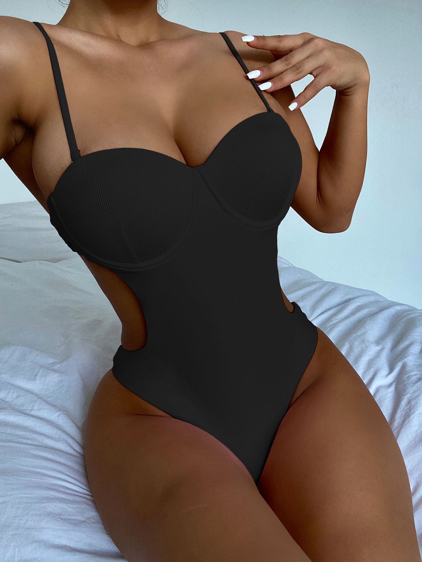 Bikini Solid Colour One Piece Swimsuit