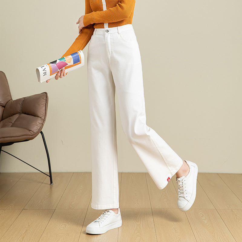 High Waist Loose White Wide Leg Jeans