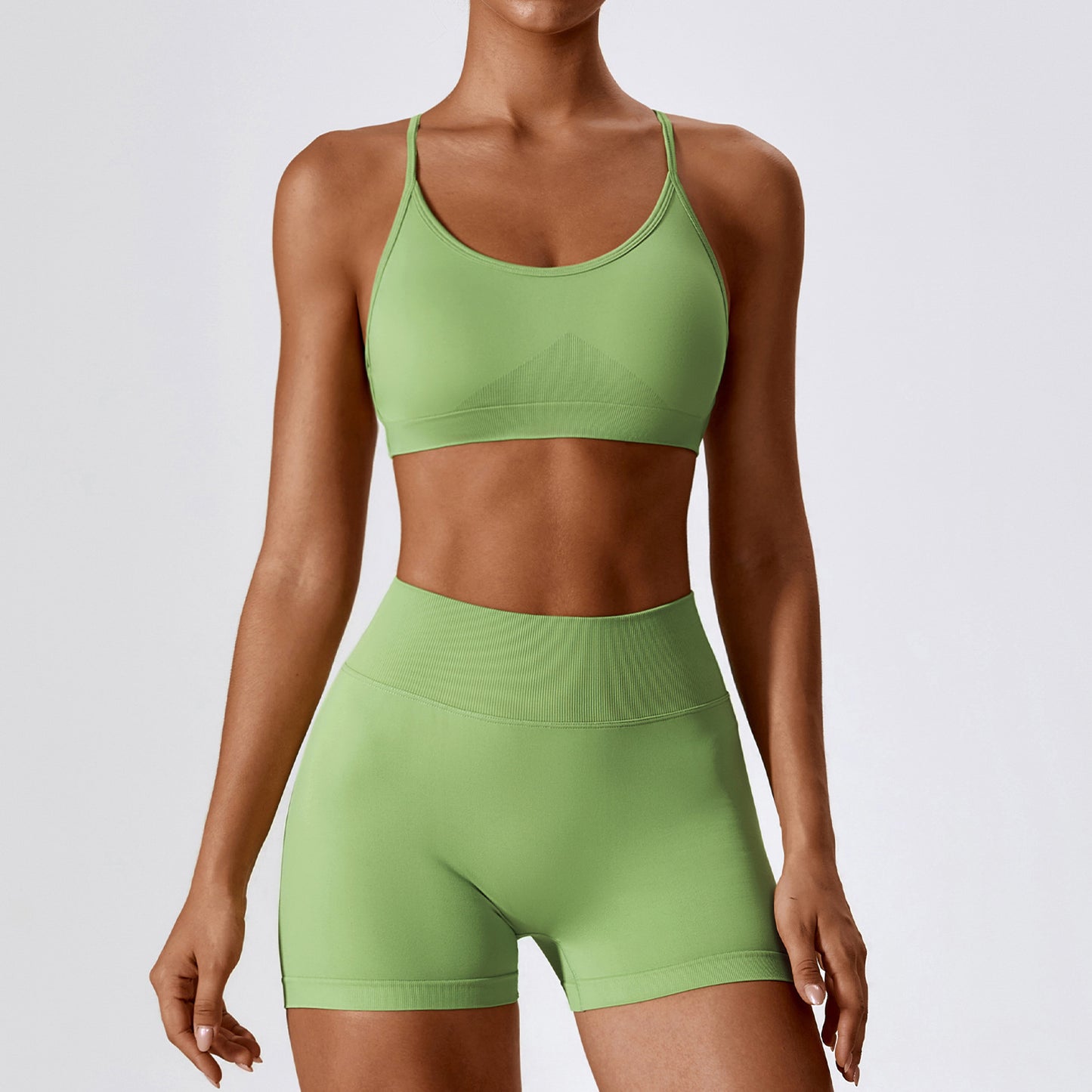 2 Pieces Seamless Beauty Back Quick-dry Fitness Suit