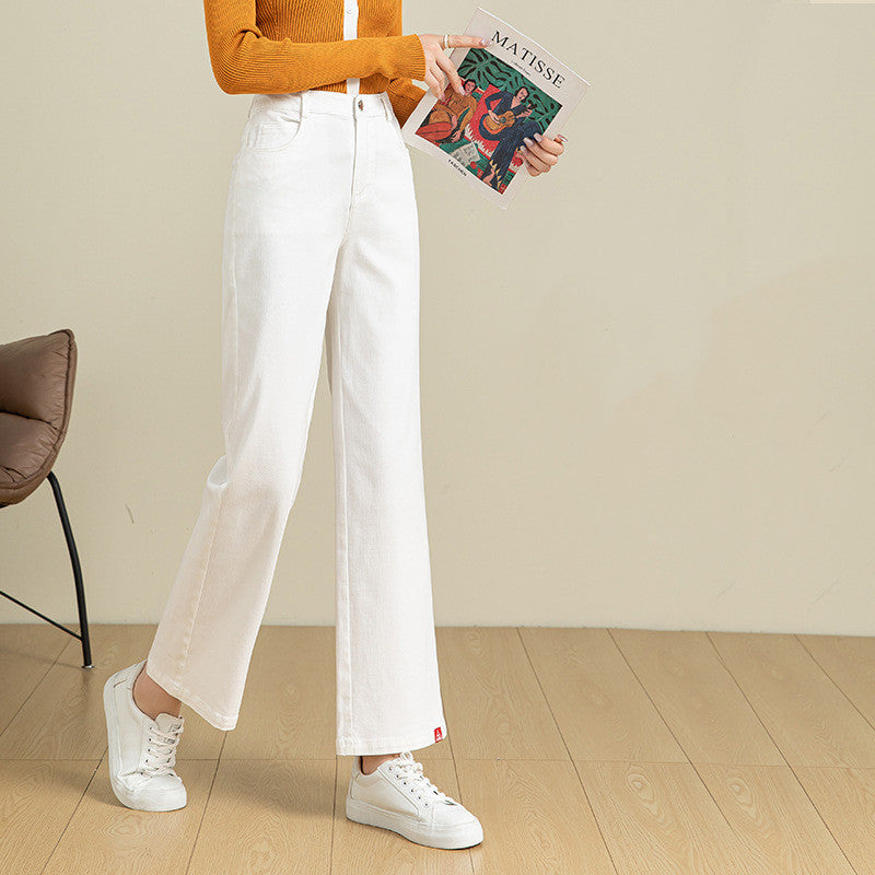 High Waist Loose White Wide Leg Jeans