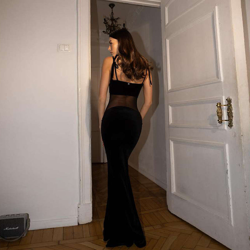 Long Length Middle Mesh Formal Dress