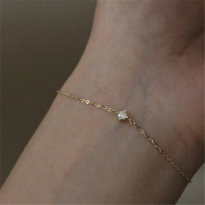 925 Sterling Silver Exquisite Crystal 14k Gold Plating Classic Bracelet