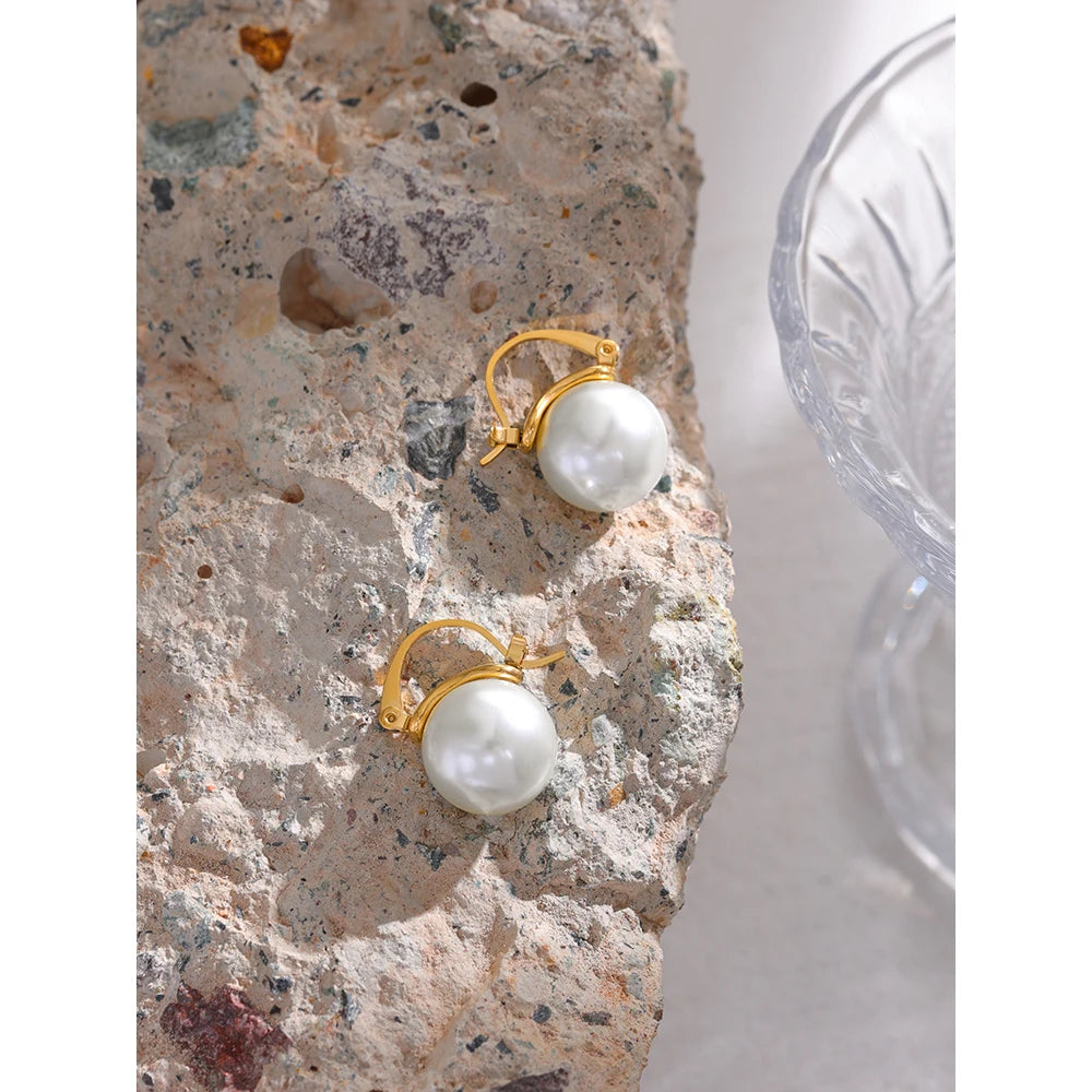 Imitation Pearls Hoop Earrings