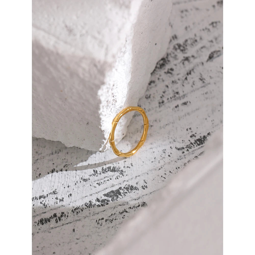 Stainless Steel Simple Ring Golden Bamboo Joint