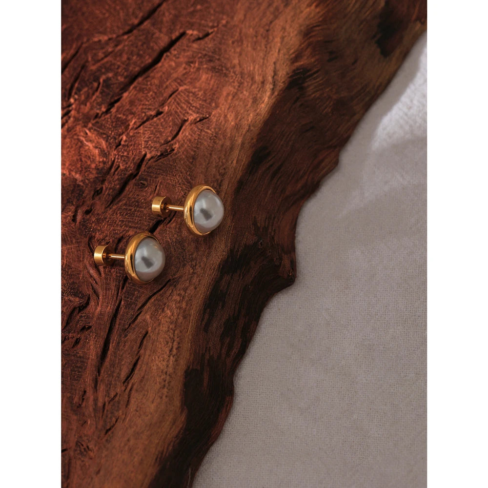 Imitation Pearls Screw-Back Stud Earrings