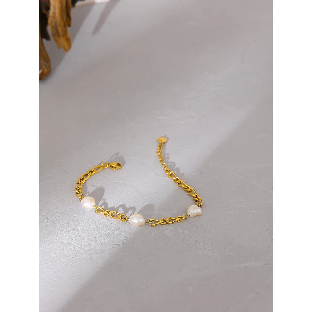 Elegant Natural Pearl Chain Bracelet