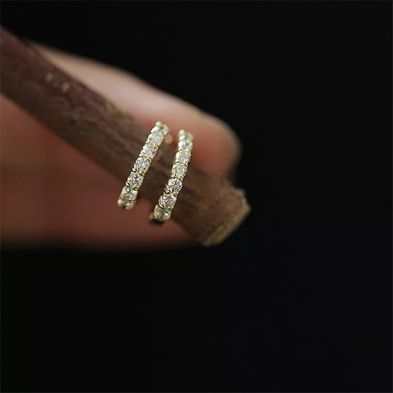 925 Sterling Silver Simple Pavé Crystal Earrings