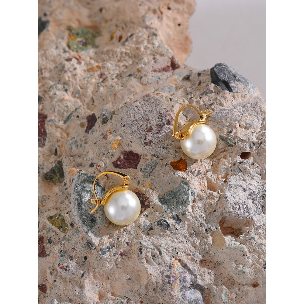 Imitation Pearls Hoop Earrings