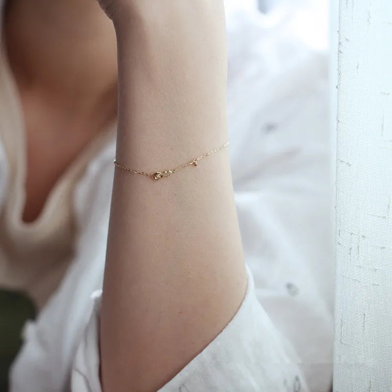 925 Sterling Silver Simple Delicate Heart Rose Bracelet