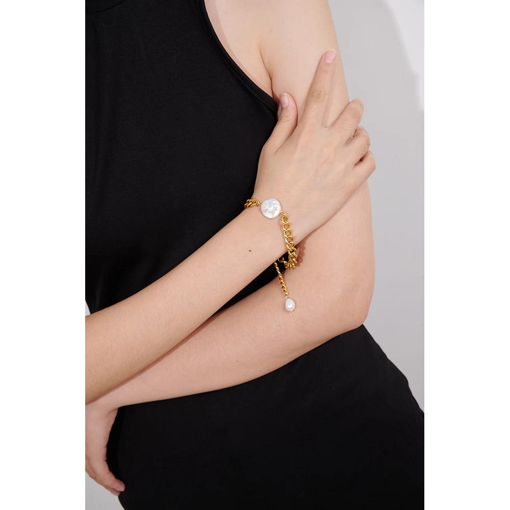 Natural Pearl Bracelet 18K Plated Gold