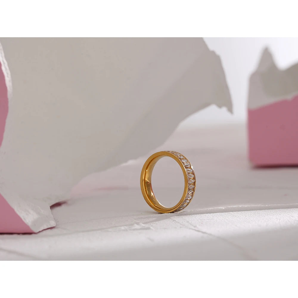 Stainless Steel Cubic Zirconia Ring