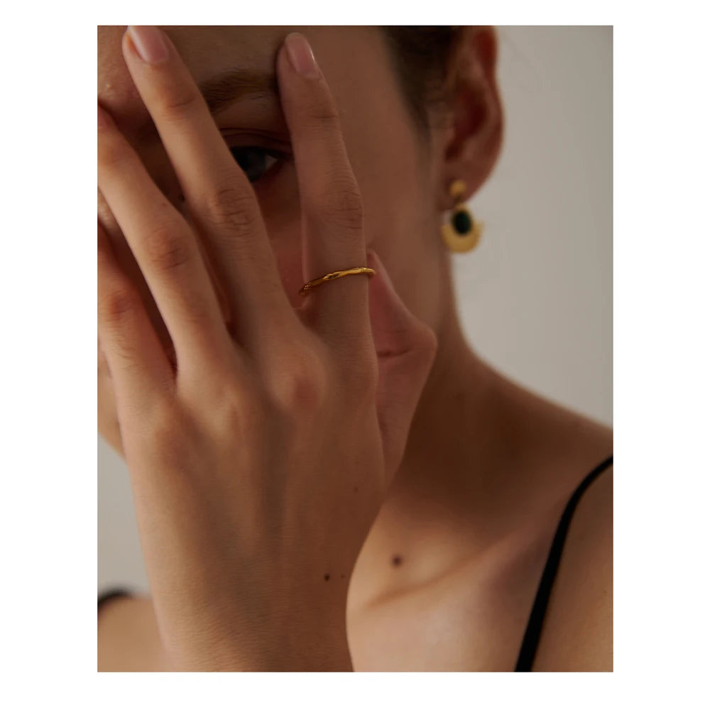 Stainless Steel Simple Ring Golden Bamboo Joint