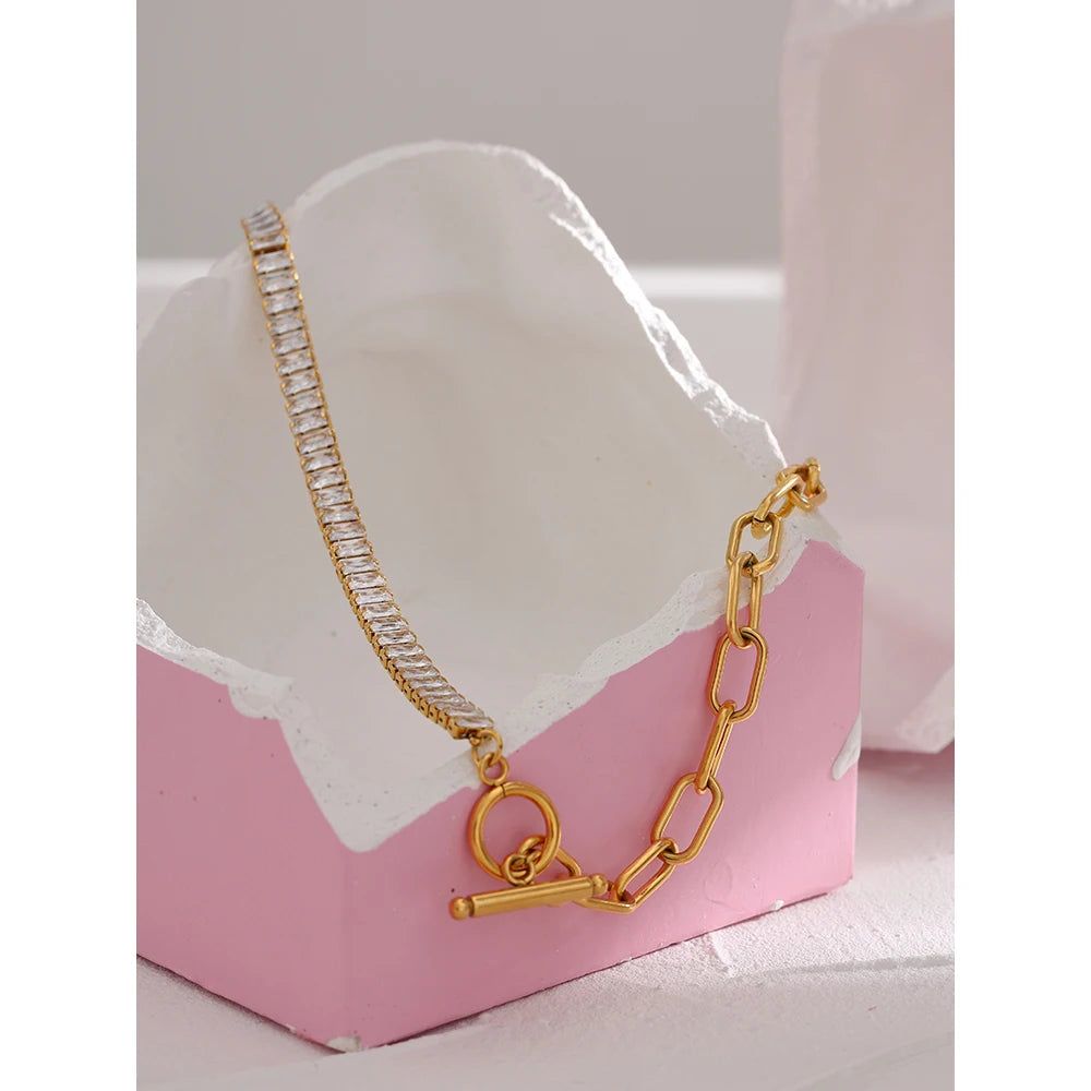 Waterproof Stainless Steel Metal Chain Exquisite Shiny Necklace