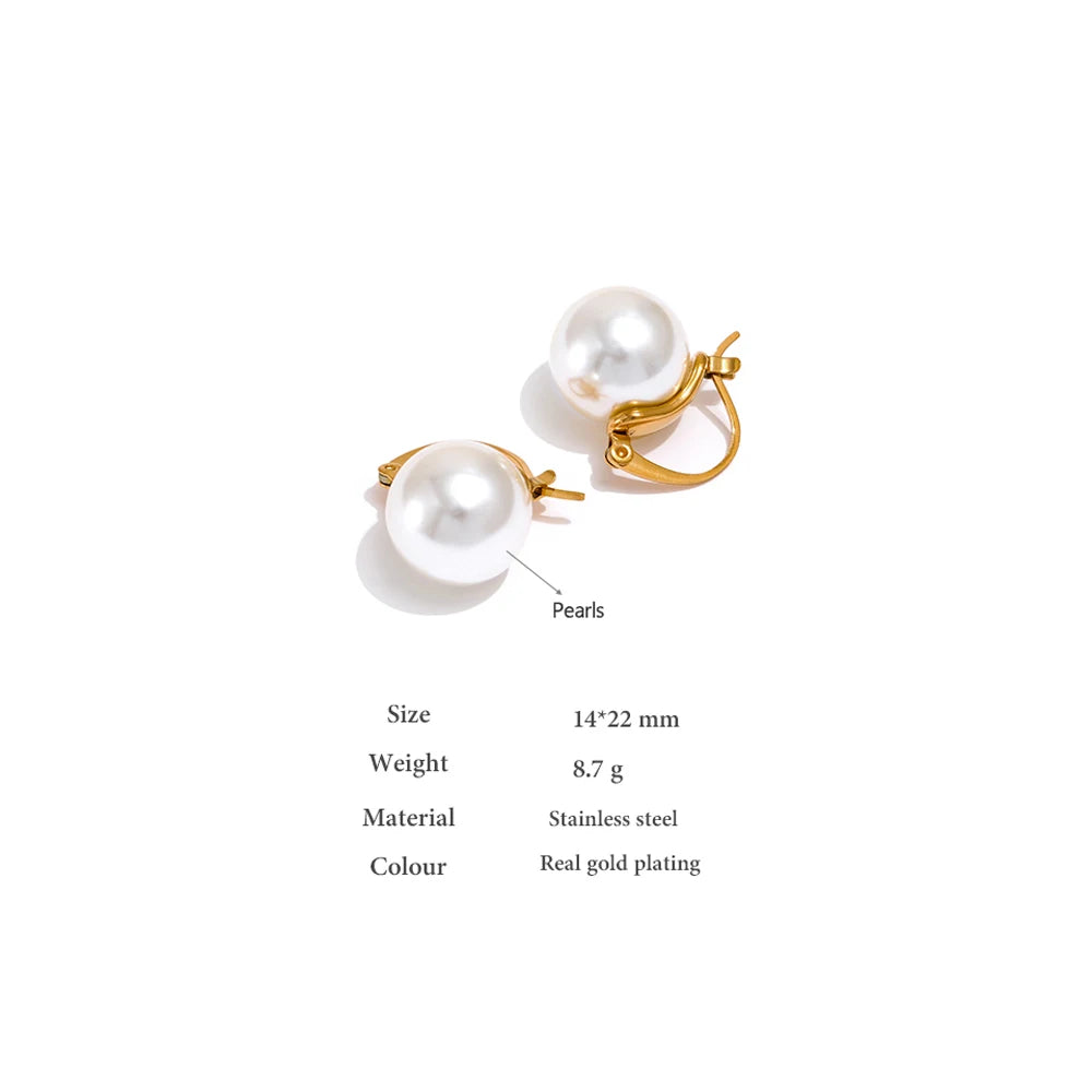 Imitation Pearls Hoop Earrings