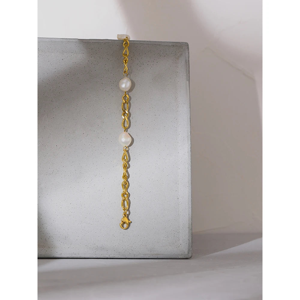 Elegant Natural Pearl Chain Bracelet