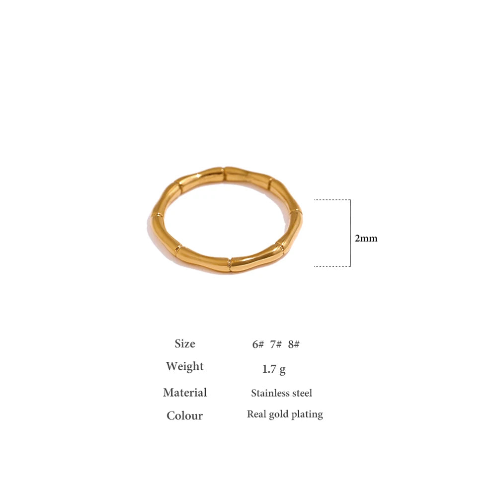 Stainless Steel Simple Ring Golden Bamboo Joint