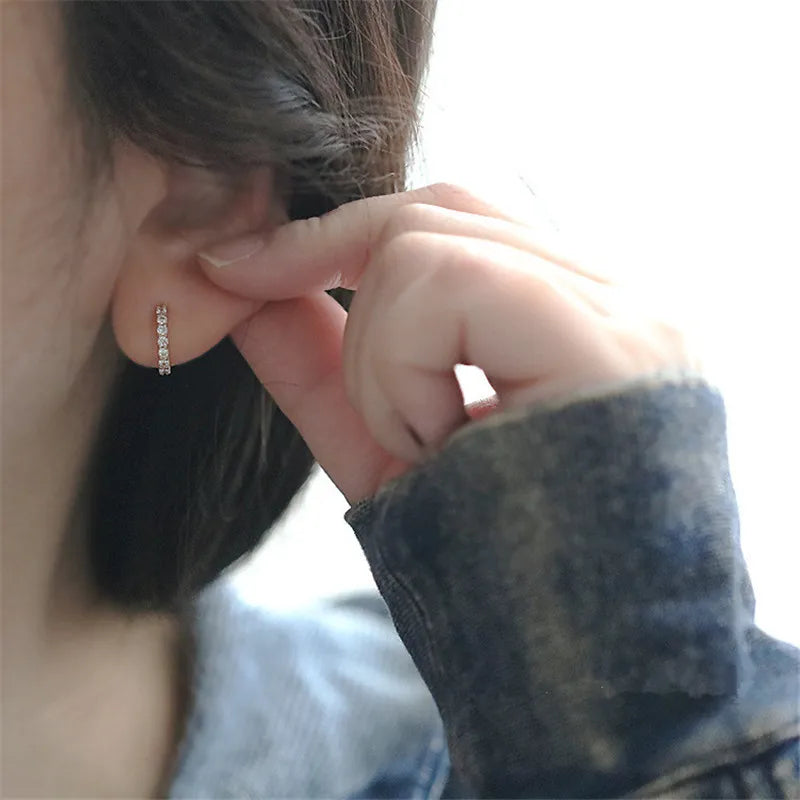925 Sterling Silver Simple Pavé Crystal Earrings