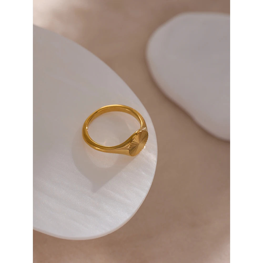 Stainless Steel Golden Geometric Ring