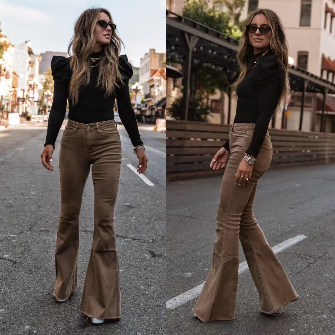 Mid-waist Slim-fit Micro Flared Pants