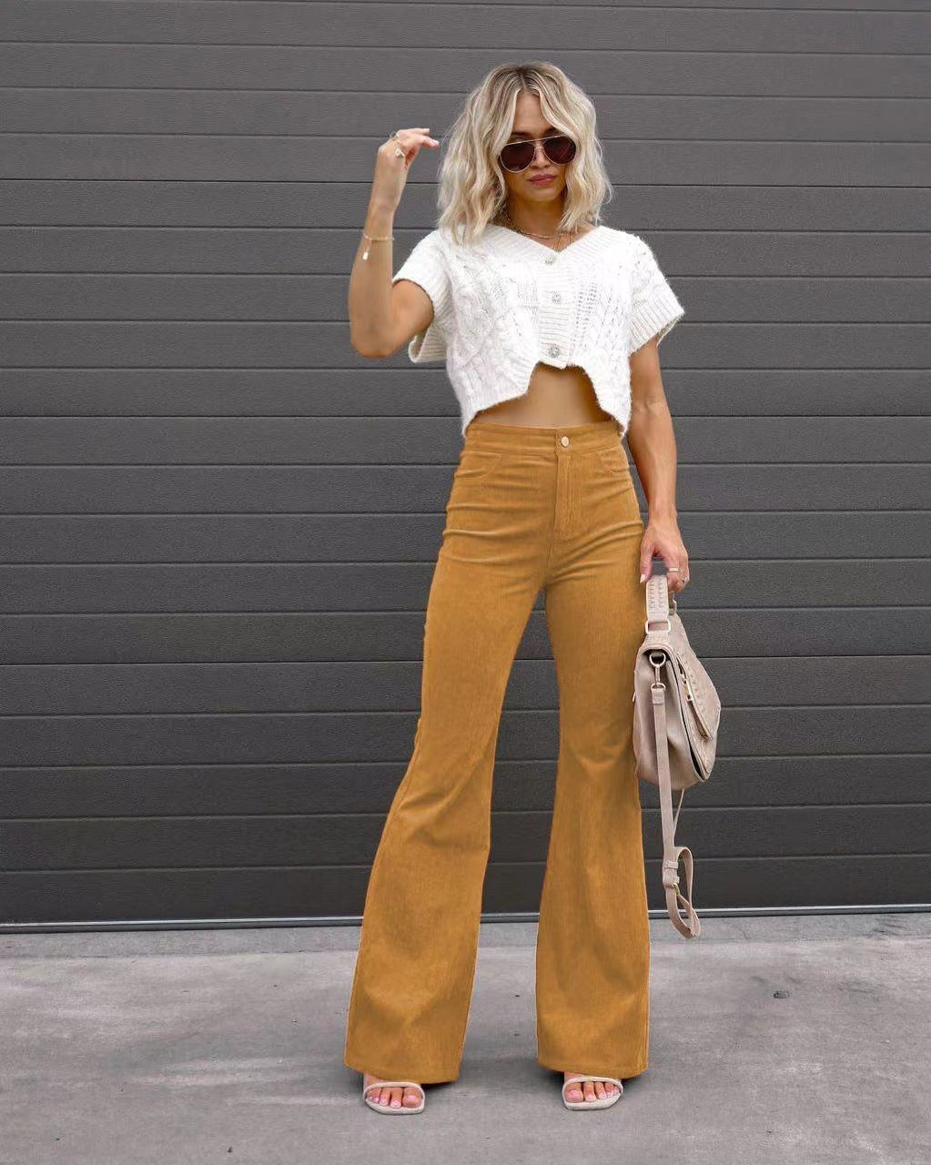 Mid-waist Slim-fit Micro Flared Pants