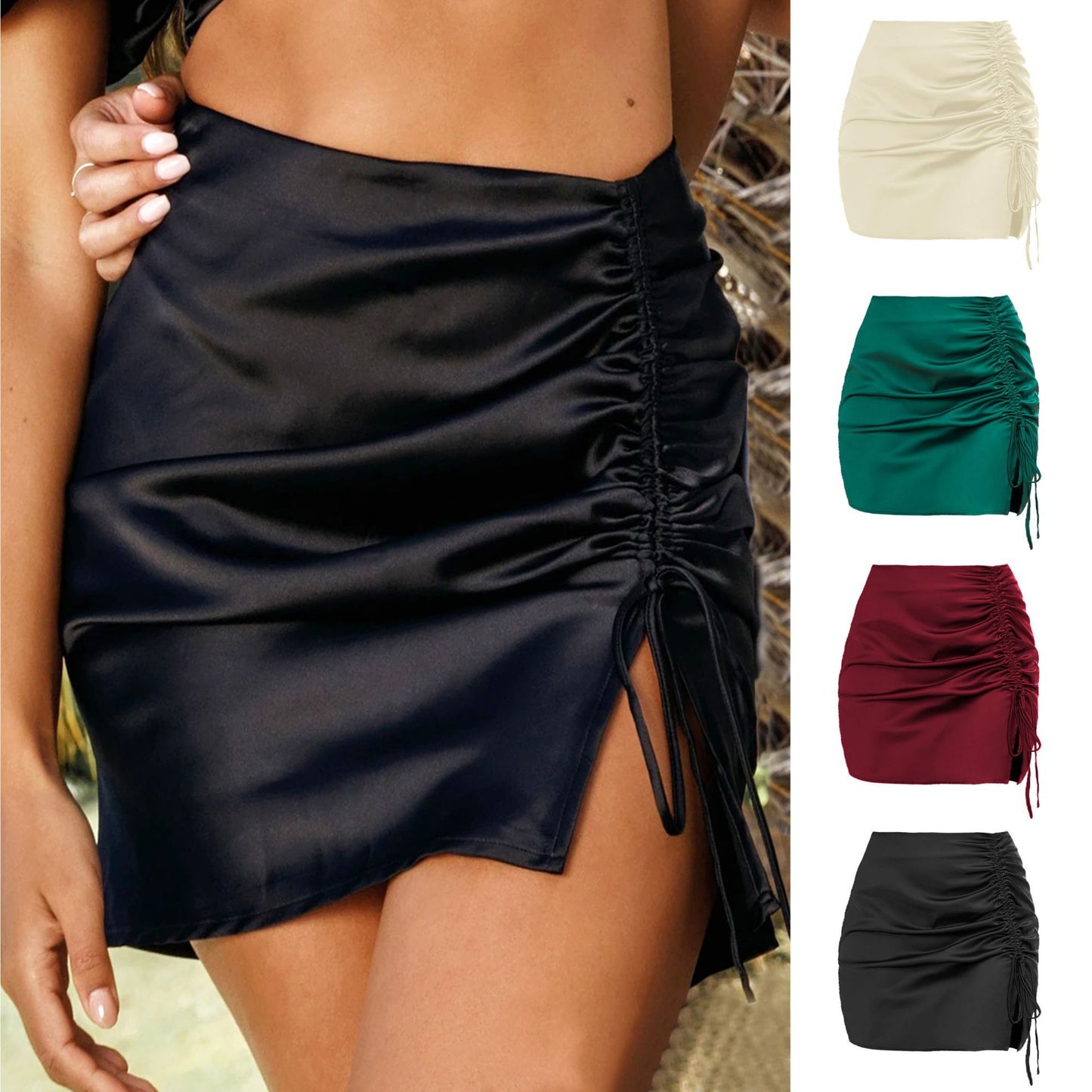 Pleating High Waist Zip Skirt For Nights Out
