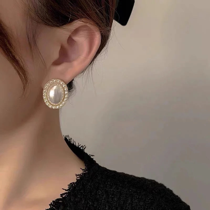 French Vintage Pearl Clip on Earrings Without Ear Holes