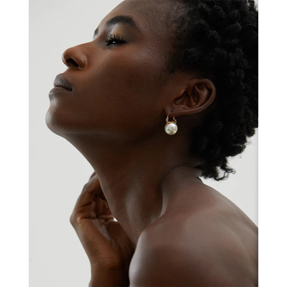 Imitation Pearls Hoop Earrings