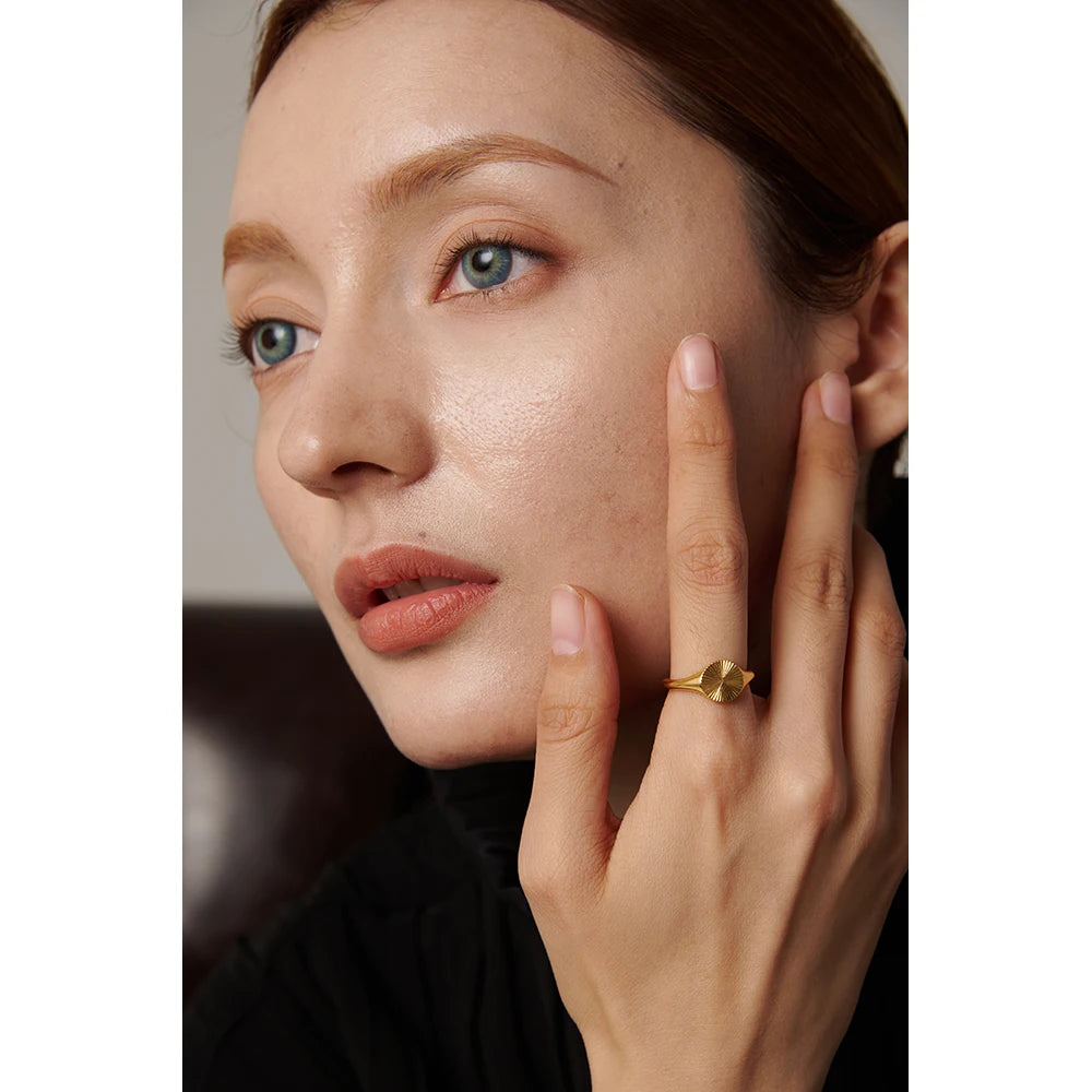 Stainless Steel Golden Geometric Ring