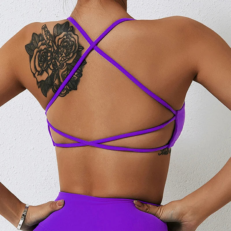 Training Sports Bra Gym Yoga Top with Cross Strap