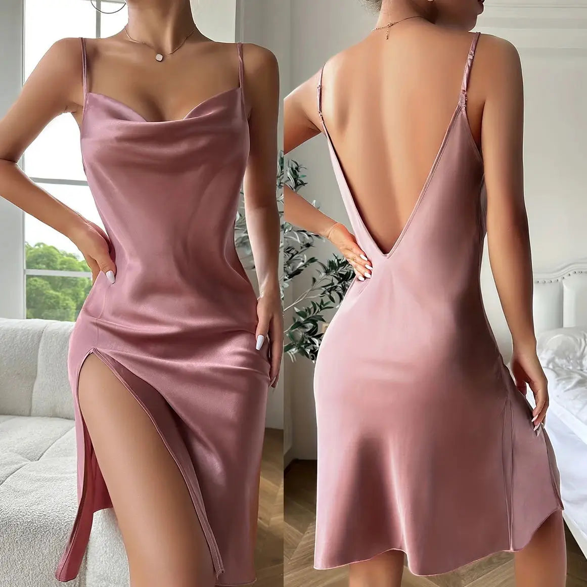 Backless Spaghetti Strap Nightdress